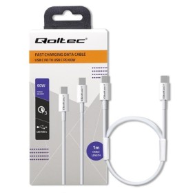 Qoltec USB 2.0 type C Cable |  USB 2.0 type C 60W | QC 3.0 |  PD | 1m | White