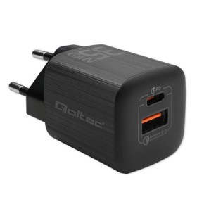 Qoltec  GaN ULTRA 35W charger| 5-20V | 2.25-3A | 1 x USB type C PD | 1x USB QC 3.0 | Black