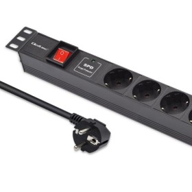 Qoltec Aluminium Power strip for RACK 19'' | 1U | 16A | PDU | 6xSCHUKO | 1.8m