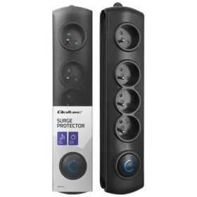 Qoltec Surge protector | 4 sockets | 1.5m | Black