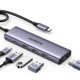Ugreen 15596 base & duplicador de portas Com fios USB 3.2 Gen 1 (3.1 Gen 1) Type-A + Type-C Alumínio
