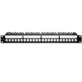 Qoltec Solid steel patch panel for 19'' rack | 24 ports | 1U | UTP | Black