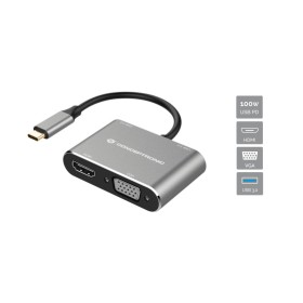 Conceptronic DONN16G base & duplicador de portas Com fios USB 3.2 Gen 1 (3.1 Gen 1) Type-C Preto, Prateado