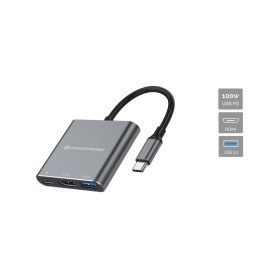 Conceptronic DONN18G base & duplicador de portas Com fios USB 3.2 Gen 1 (3.1 Gen 1) Type-C Cinzento