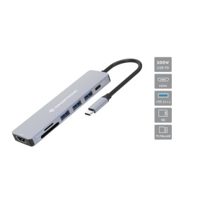 Conceptronic DONN19G base & duplicador de portas Com fios USB 3.2 Gen 1 (3.1 Gen 1) Type-C Cinzento