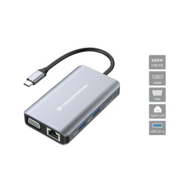 Conceptronic DONN21G base & duplicador de portas Com fios USB 3.2 Gen 1 (3.1 Gen 1) Type-C Cinzento