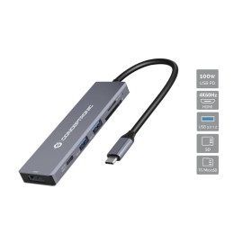 Conceptronic DONN23G base & duplicador de portas Com fios USB 3.2 Gen 1 (3.1 Gen 1) Type-C Cinzento