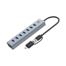 Conceptronic HUBBIES21G hub de interface USB 3.2 Gen 1 (3.1 Gen 1) Type-A 5000 Mbit s Cinzento