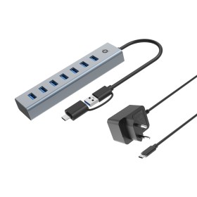 Conceptronic HUBBIES21GP hub de interface USB 3.2 Gen 1 (3.1 Gen 1) Type-A 5000 Mbit s Cinzento