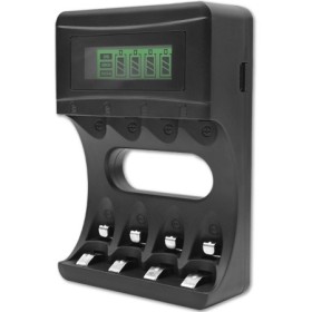 Qoltec Battery Charger for Ni-MH type R03 AAA R6 AA | LCD | USB cable