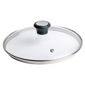 Tefal 28097612 tampa Redondo Preto, Aço inoxidável, Transparente