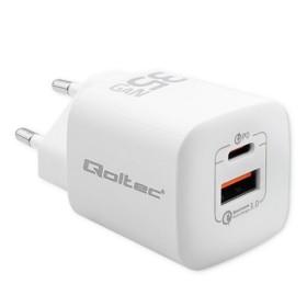 Qoltec GaN ULTRA 35W charger | 5-20V | 2.25-3A | 1 x USB type C PD | 1x USB QC 3.0 | White