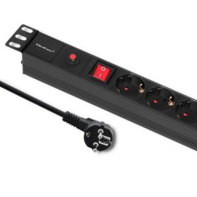 Qoltec Overvoltage power strip for RACK 19" with CB | 1U | 16A | PDU | 6xSCHUKO| 2m