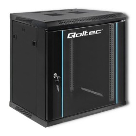 Qoltec RACK Cabinet 19" | 12U | 600 x 635 x 450 | Tempered doors | Hanging | Steel case | Lock | Black