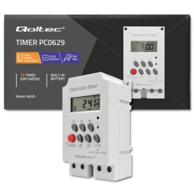 Qoltec Electronic timer PC0629 for DIN rail | LCD