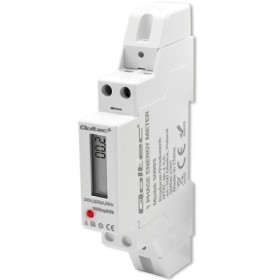 Qoltec Single-phase electronic meter | DIN rail energy consumption meter | 230V | 30A | LCD | 1P