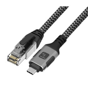Techly ICOC U3C-RJ45-010 cabo de rede Prateado, Preto 1 m Cat6 F UTP (FTP)