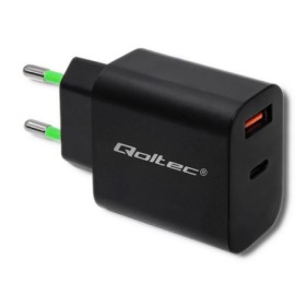 Qoltec Charger | 18W | 5-12V | 1.5-3A | USB type C PD | USB QC 3.0 | Black