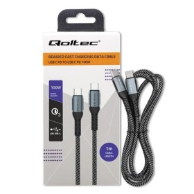 Qoltec USB 2.0 type C Cable |  USB 2.0 type C 100W | QC 3.0 |  PD | 1m | Black