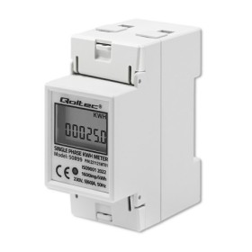 Qoltec Single phase electronic energy consumption meter | 230 V | LCD | 2P | DIN rail