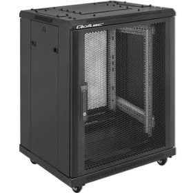 Qoltec 19" RACK cabinet | 15U | 600 x 855 x 600 | Perforated doors | Standing | Feet + Casters | Steel case | Lock