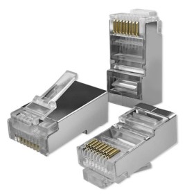 Qoltec RJ45 Through connector plug | CAT5e | FTP | Pass Through | Gold plated contacts | 10 pieces