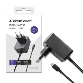 Qoltec Super FAST PD charger for Raspberry PI 4 | USB-C | 15W | 5V | 3A | Black