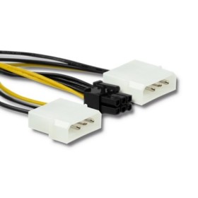 Qoltec Cable adapter 2x MOLEX female/ PCI-E 6pin | 15cm