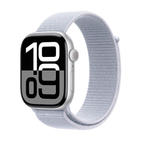 Watch Apple Watch Series 10 GPS + Cellular 42mm Silver Aluminum Case with Sport Loop - Blue Cloud