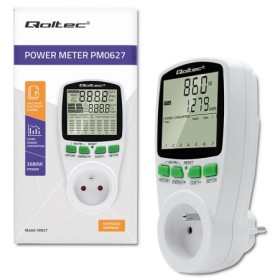Qoltec Power meter PM0627 with history | 3680W | 16A | LCD