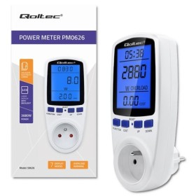 Qoltec Power meter PM0626 | 3680W | 16A | LCD