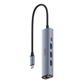Cudy UH605 base & duplicador de portas Com fios USB 3.2 Gen 1 (3.1 Gen 1) Type-C Cinzento, Prateado