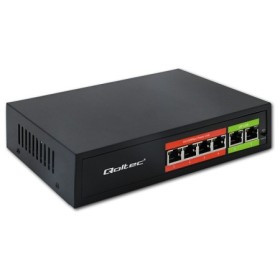 Qoltec FAST Ethernet PoE SWITCH | 4x RJ45 PoE | 2x RJ45 Uplink | 65W | 10/100 Mb/s