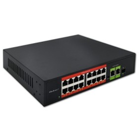 Qoltec Fast Ethernet PoE SWITCH | 16x RJ45 10/100 Mb/s |  2x RJ45 Uplink 1000 Mb/s | 1x SFP 1000 Mb/s