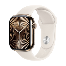 Watch Apple Watch Series 10 GPS + Cellular 46mm Gold Titanium Case with Sport Band M/L - Starlight