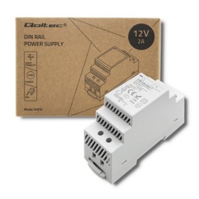 Qoltec DIN rail power supply | 24W | 12V | 2A | White