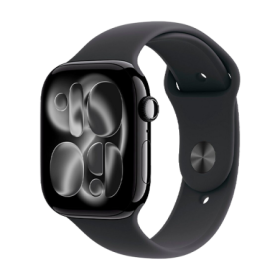 Watch Apple Watch Series 11 (2025) GPS 46mm Jet Black Aluminium Case with Black Sport Band S/M - Black