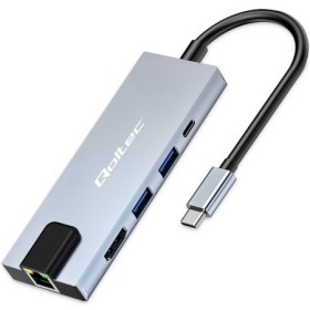 Qoltec Hub adapter USB-C 5in1 | USB-C PD 100W | 2x USB | HDMI 4K | RJ45
