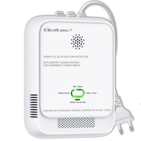 Qoltec Certified wireless Gas Leak (CH4) and Carbon monoxide (CO) detector | alarm 85dB | LED