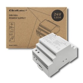 Qoltec DIN rail power supply | 92W | 24V | 3.83A | Gray