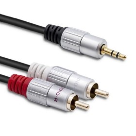 Qoltec Cable 2xRCA / Mini Jack 3.5mm male | 1m | Black
