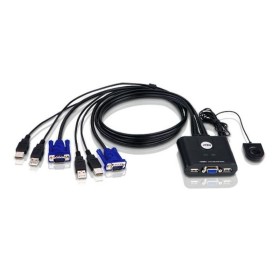 ATEN Comutador KVM de 2 portas por cabo USB VGA com seletor de portas remoto