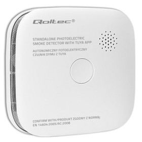 Qoltec Certified wireless smoke detector with battery | Tuya | Wi-fi |  sensor service life 10 years | alarm 85dB | LED