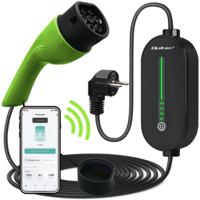 Qoltec Mobile EV Electric Car Charger with 2-in-1 Type 2 Adjustment | 3.5kW | 230V | LCD | LED | 5m